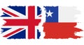 Chile and United Kingdom grunge flags connection vector