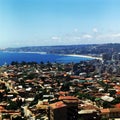 chile valparaiso, aerial view city and pacific ocean