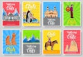 Chile vector brochure cards thin line set. Country travel template of flyear, magazines, posters, book cover, banners