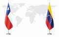 Chile and Venezuela flags for official meeting