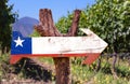 Chile wooden sign with winery background