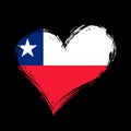 Chilean flag heart-shaped grunge background. Vector illustration. Royalty Free Stock Photo