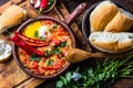 Chilean food. Picante caliente. Tomatoes, onion, chili fried with eggs Royalty Free Stock Photo