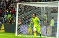 Chilean goalkeeper Claudio Bravo moments after he denied first penalty during penalty shootout of FIFA Confederations Cup semi-