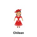 Chilean, woman cartoon icon. Element of People around the world color icon. Premium quality graphic design icon. Signs and symbols