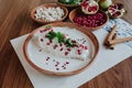 Chiles en Nogada and ingredients, Chile Poblano traditional Mexican Food in Puebla Mexico Royalty Free Stock Photo