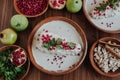 Chiles en Nogada and ingredients, Chile Poblano traditional Mexican Food in Puebla Mexico Royalty Free Stock Photo