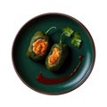Chiles Rellenos On Green Smooth Round Plate Mexican Food. Generative AI