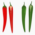 Red and green hot chili pepper