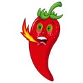 Chili Cartoon Character Breathing Fire