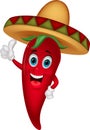 Chili cartoon with sombrero hat Royalty Free Stock Photo