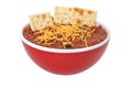 Chili with Cheese, Beans, and Crackers Royalty Free Stock Photo