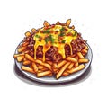 Chili Cheese Fries On White Background Logo. Generative AI
