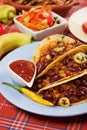 Chili con carne burrito in taco shell Royalty Free Stock Photo