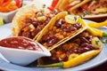 Chili con carne burrito in taco shell Royalty Free Stock Photo