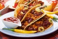 Chili con carne burrito in taco shell Royalty Free Stock Photo