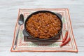 Chili con carne in frying pan. Texas chili. Royalty Free Stock Photo