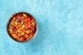 Chili con carne, a Mexican stew with beans, minced meat, corn, and chilli peppers Royalty Free Stock Photo