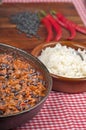 Chili con carne with rice, beans and peppers Royalty Free Stock Photo