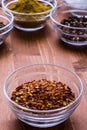 Chili flakes in a glass bowl Royalty Free Stock Photo