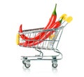 Chili papper in the shopping cart Royalty Free Stock Photo