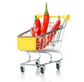 Chili papper in the shopping cart Royalty Free Stock Photo