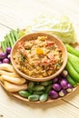 Chili paste simmer with crab or crab and soya dip with coconut milk and vegetables