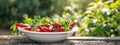 chili pepper in a bowl in a white bowl on a wooden table. Selective focus Royalty Free Stock Photo