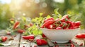 chili pepper in a bowl in a white bowl on a wooden table. Selective focus Royalty Free Stock Photo