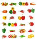 Chili, pepper collection on white background Royalty Free Stock Photo