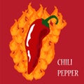 Chili pepper on fire