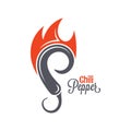 Chili pepper fire logo. Hot spicy food emblem on wte background Royalty Free Stock Photo