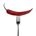 Chili pepper on fork Royalty Free Stock Photo