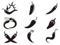 Chili pepper icons set Royalty Free Stock Photo