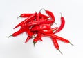 Chili pepper isolated on a white background. Hot red chili pepper. Bunch of hot long fresh peppers