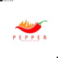 Chili pepper logo. Isolated vegetable with fire