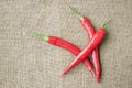 Chili pepper, paprika on sacking background Royalty Free Stock Photo