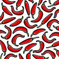 Chili and pepper pattern background set. Collection icon pepper. Vector