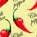 Chili pepper pattern on grunge background.