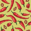 Chili pepper pattern seamless colorful Royalty Free Stock Photo