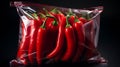 Chili pepper in plastic zipper bag on red Royalty Free Stock Photo