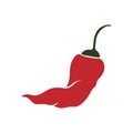 Chili pepper pod icon. Hot pepper colored silhouette