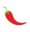 Chili pepper red flat mexican icon jalapeno vector illustration isolated on white