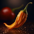 Amazing Orange Chili Pepper On Black Background