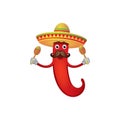 chili pepper with sombrero hat and maracas. Vector illustration decorative design Royalty Free Stock Photo