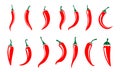 Chili Pepper Vector Icons ,Red Hot chilli