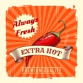 Chili pepper vintage poster Royalty Free Stock Photo