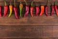 Chili pepper on wooden table Royalty Free Stock Photo