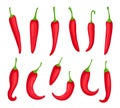 Chili peppers. Cartoon spicy hot red pepper. Cayenne and capsaicin spice ingredient for chilli sauce. Mexican pepper Royalty Free Stock Photo