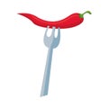 Chili peppers healthy vegetable in fork